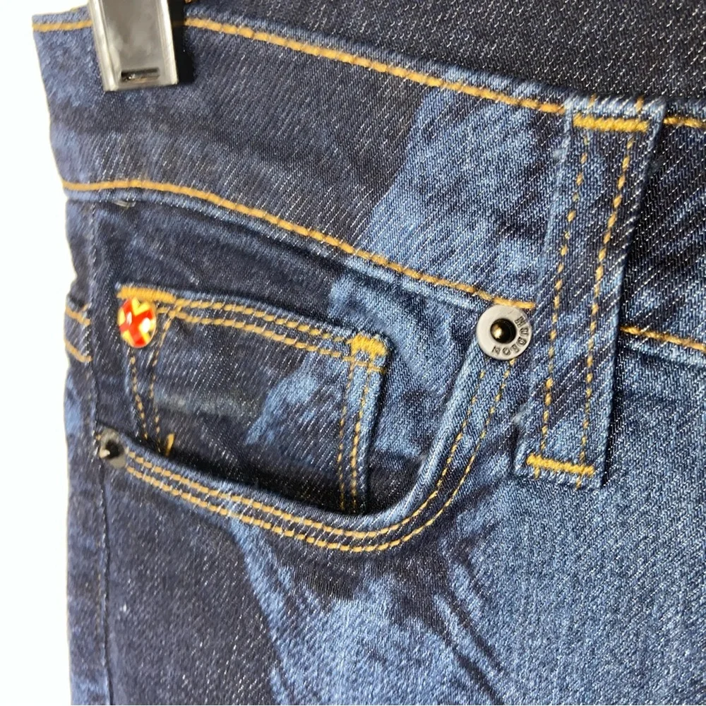 Hudson Jeans Size 25 Nico Super Skinny Midrise Denim Unique Dark Blue Wash Out